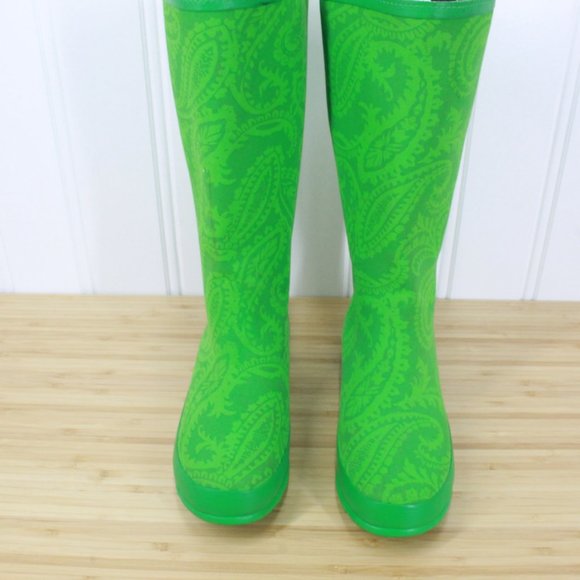 LL BEAN Wellies Waterproof Paisley Rain Boots 9 M - Picture 5 of 11